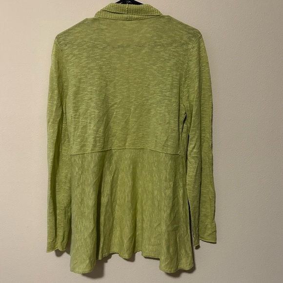 Eileen Fisher Cardigan Organic Linen Delave High Collar Sweater in Canary small - Picture 6 of 6